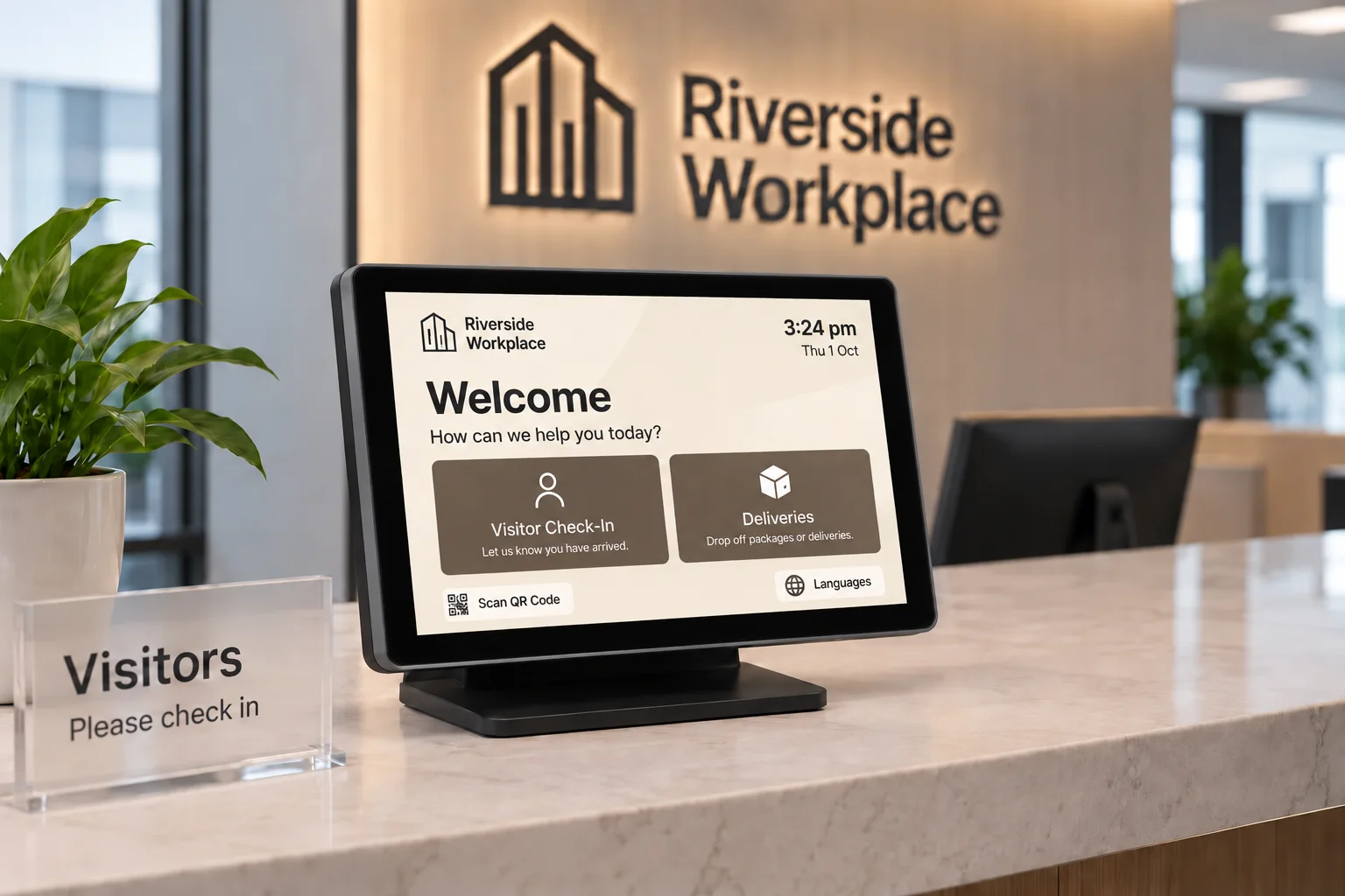 Digital concierge touch panel at reception